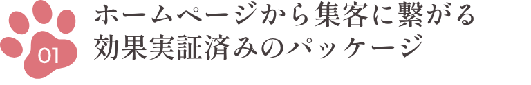 1.ホームページから集客に繋がる効果実証済みのパッケージ