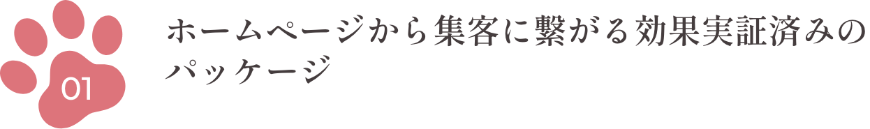 1.ホームページから集客に繋がる効果実証済みのパッケージ